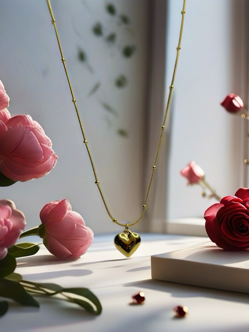 Puffy Heart Pendant Necklace