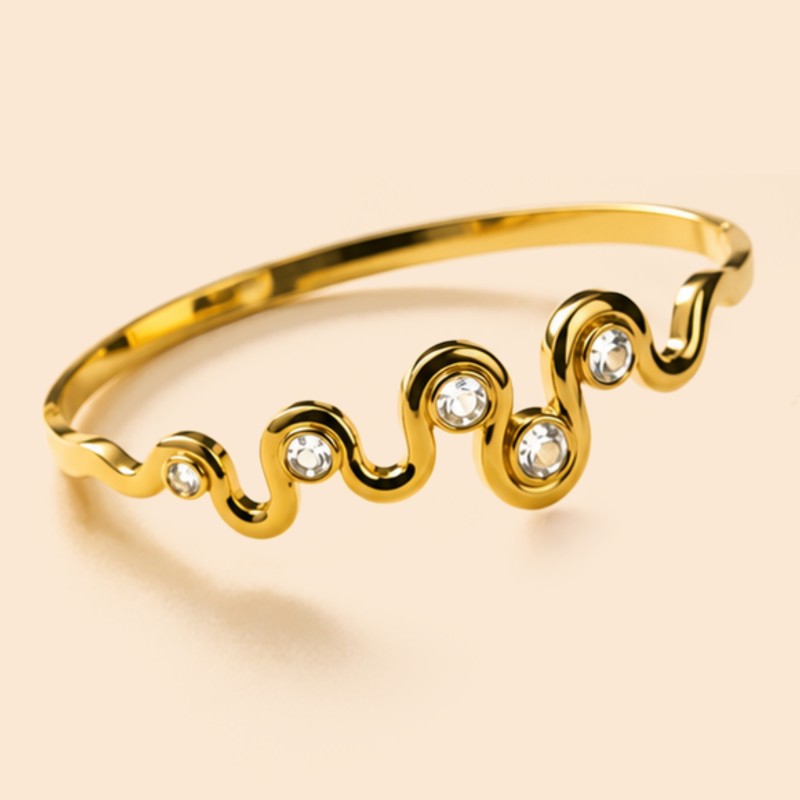 Wave Crystal Cuff Bracelet