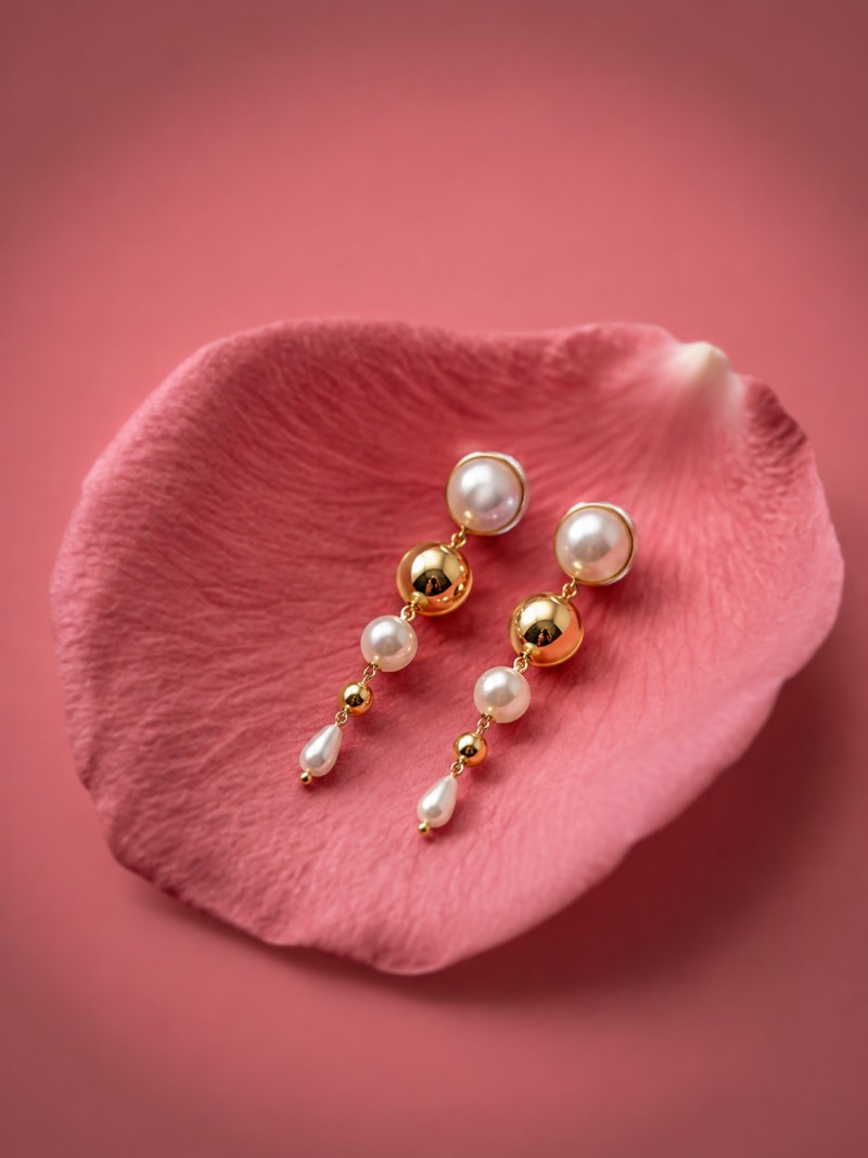 Rose Pearl Drop Earrings