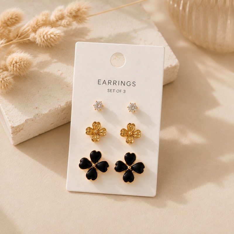 Bloom Stud Earring Set (Pack of 3)